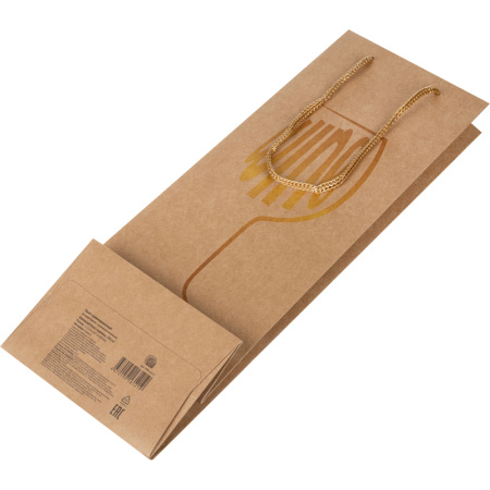 Пакет подарочный Miland Золотистый бокал (36.5x12.5x9 см)