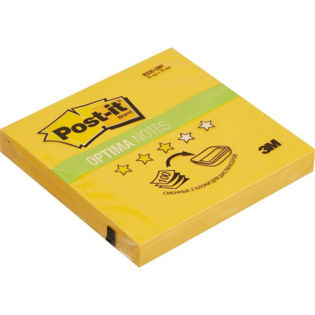 Стикеры Post-it Optima 76x76 мм Z-сложения желтые неоновые 100 листов