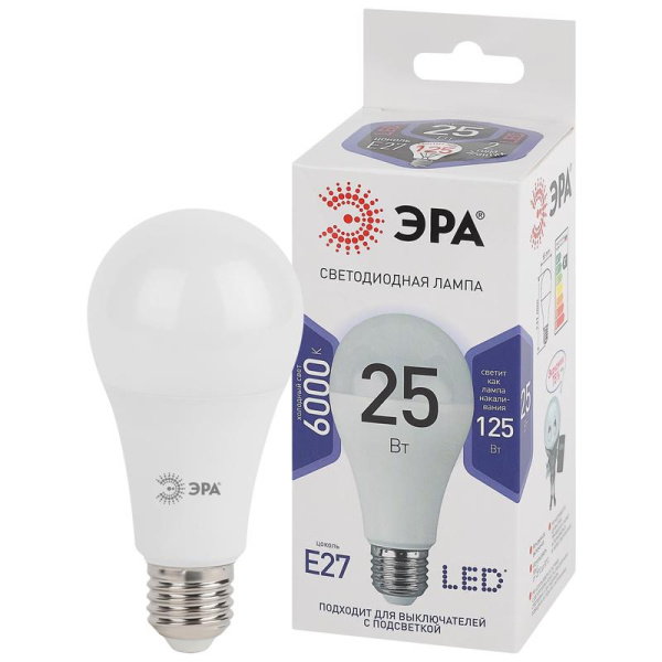 Лампа светодиодная Эра Std LED A65-25W-860-E27 груша 25Вт E27 6000K  2000Лм 220В Б0035336