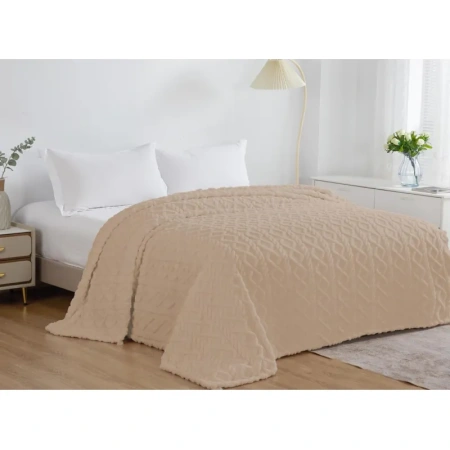 Плед велсофт 200x220 бежевый (14-1212 D)