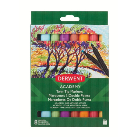 Фломастеры Derwent Academy Twin-Tip - Chisel 8 цветов двусторонние Фломастеры Derwent Academy Twin-Tip - Chisel 8 цветов двусторонние