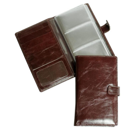 Визитница настольная Grand натуральная кожа на 72 визитки коричневая (115x185 мм)