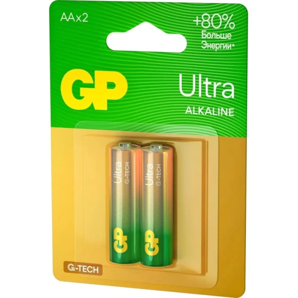 Батарейки GP Ultra пальчиковые АА LR6 (2 штуки в упаковке)