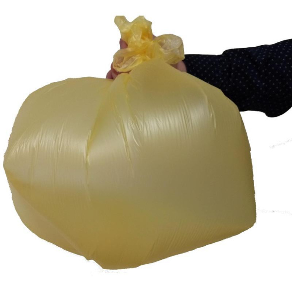 Мешки для мусора на 60 л желтые (ПНД, 10 мкм, в рулоне 20 шт, 58х68 см)