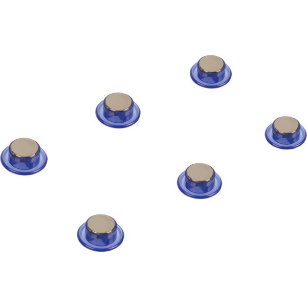 Магниты для досок (диаметр 20 мм, 6 штук в упаковке) для стеклянных досок прозрачный синий Глобус