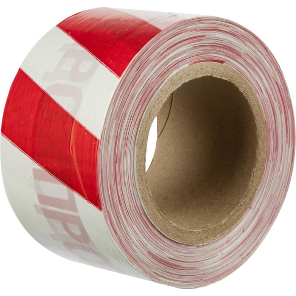 Лента оградительная Проход запрещен красно-белая 75 мм х 250 м (6 штук в  упаковке)