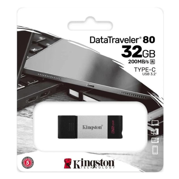 Флеш-память USB 3.2 32 ГБ Kingston DataTraveler 80 (DT80/32GB)