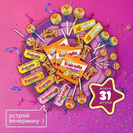 Конфеты Chupa Chups Party Time Mix ассорти 380 г
