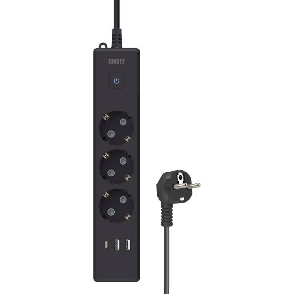 Удлинитель Power Cube 3 розетки + USB 1.9 м с заземлением и выключателем  (PC-6B-2M)