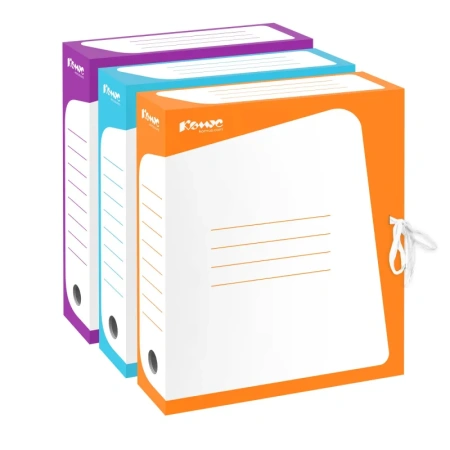 Короб архивный на 2-х завязках Комус А4 75 мм гофрокартон до 770 листов оранжевый