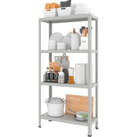 Стеллаж металлический Everest Lite серый 4 полки 750х300х1500 мм