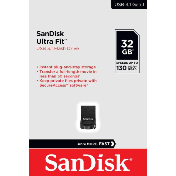 Флеш-память SanDisk Ultra Fit 32Гб черная