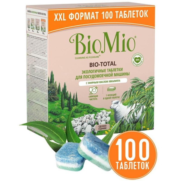 Таблетки для посудомоечных машин BioMio Bio Total (100 штук в упаковке)