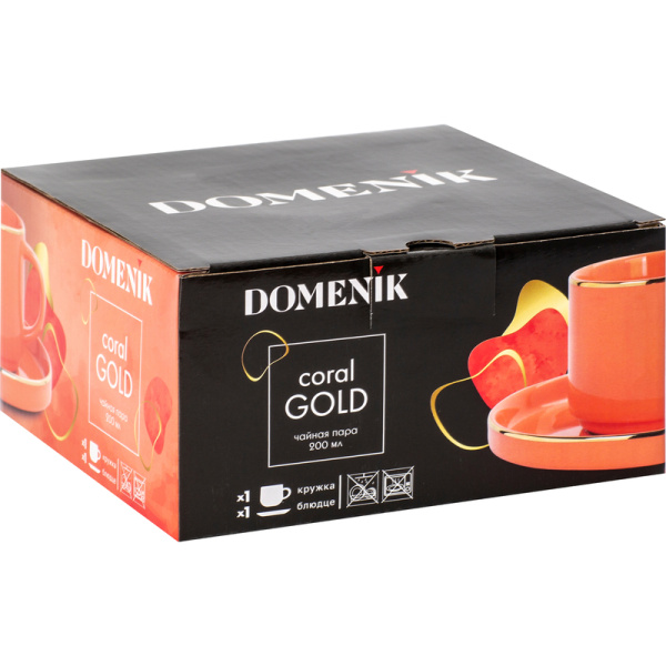 Чайная пара Domenik Coral Gold фарфоровая 200 мл