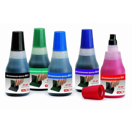 Краска штемпельная Colop 801 на водно-глицериновой основе, красная, 25 мл
