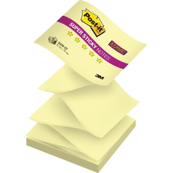 Стикеры Post-it Super Sticky 76x76 мм Z-сложения желтые пастельные 90 листов