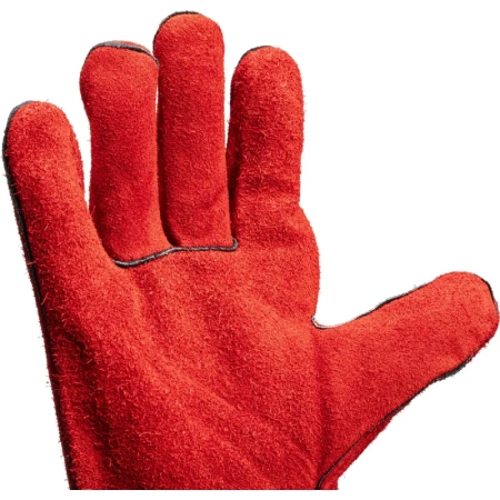 Краги сварщика спилковые TOPFORT пятипалые красные