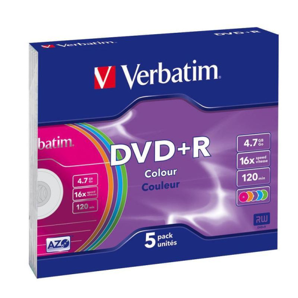 Диск DVD+R Verbatim 4.7 Gb 16x (5 штук в упаковке)