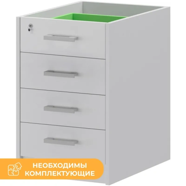 Тумба приставная Арго АТ2-07 с замком без топа белый 440х600х740 мм 4  ящика