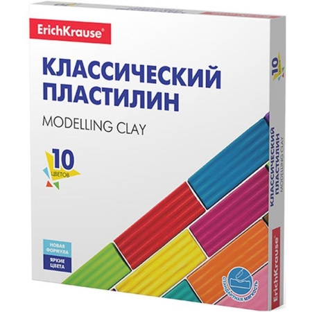 Пластилин классический ErichKrause Basic 10 цветов 160 г