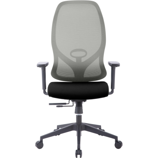 Кресло для руководителя Easy Chair 603 MC серое/чёрное (сетка/ткань,  пластик)