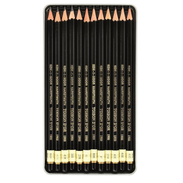Набор карандашей чернографитных (8B-8H) заточенных Koh-I-Noor Toison  D`or (12 штук в наборе)