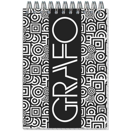 Блокнот Полином Графо А6 50 листов черный/белый в клетку на спирали (101х145 мм)