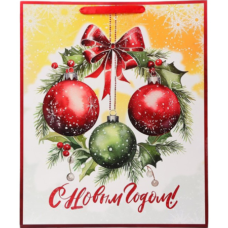 Пакет подарочный ламинированный Upak Land Новогодние шары (49x40x19 см)