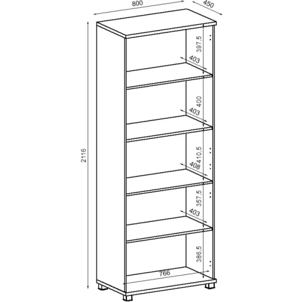 Шкаф для документов Avance 6ШД.005.4 со стеклом шамони светлый  800х450х2116 мм