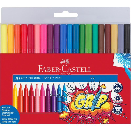 Фломастеры Faber-Castell Grip 20 цветов Фломастеры Faber-Castell Grip 20 цветов