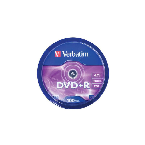Диск DVD+R Verbatim 4.7 Gb 16x (100 штук в упаковке)