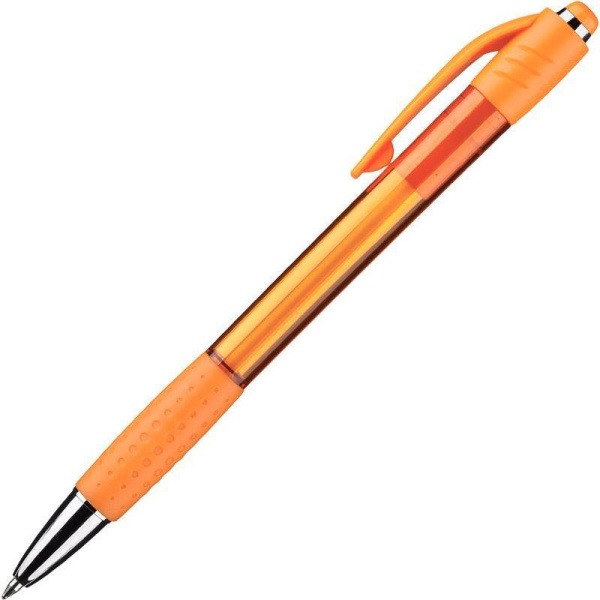 Ручка шариковая автоматическая Attache Happy синяя (оранжевый корпус, толщина линии 0.5 мм)