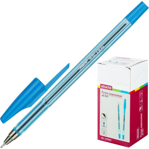 Ручка шариковая неавтоматическая Attache AA-927 синяя (толщина линии  0.38 мм)