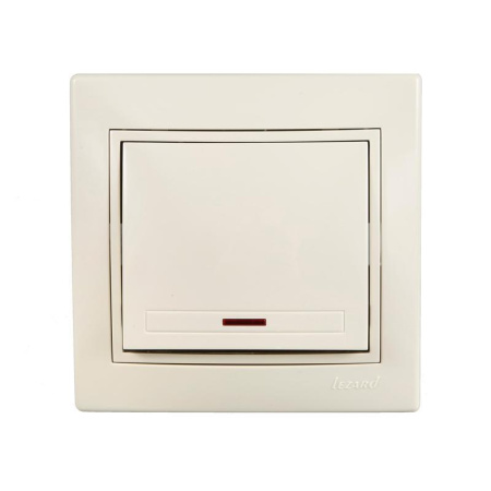 Выключатель одноклавишный с подсветкой Lezard Mira кремовый  (701-0303-111)