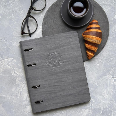 Бизнес-тетрадь Infolio Study Gentlemen A5 120 листов серая в клетку на  кольцах (175x212 мм)