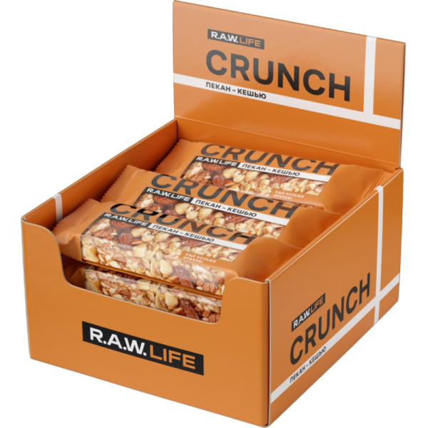 Батончик R.A.W.Life Crunch пекан-кешью (12 батончиков по 30 г)