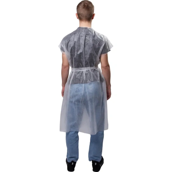 Халат-кимоно одноразовый с поясом белый (универсальный размер, 10 штук в  упаковке)