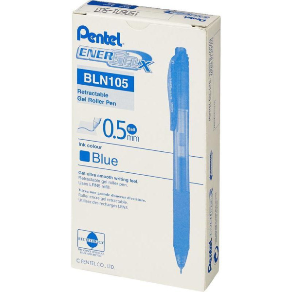 Ручка гелевая автоматическая Pentel EnerGel синяя (толщина линии 0,25 мм)