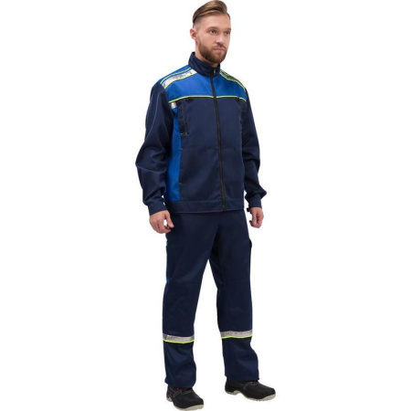 Костюм рабочий летний мужской л26-КПК с СОП синий/васильковый (размер 52-54, рост 182-188)