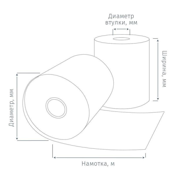 Чековая лента из термобумаги 80 мм (диаметр 67-69 мм, намотка 74 м, втулка 12 мм, 8 штук в упаковке)