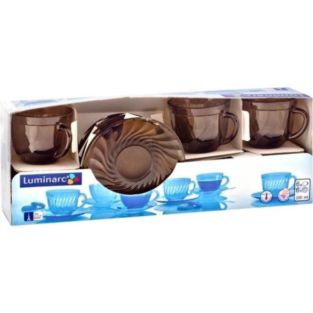 Сервиз чайный Luminarc Океан Эклипс (H9147)  на 6 персон стекло (6 чашек 220 мл, 6 блюдец  13.2 см)