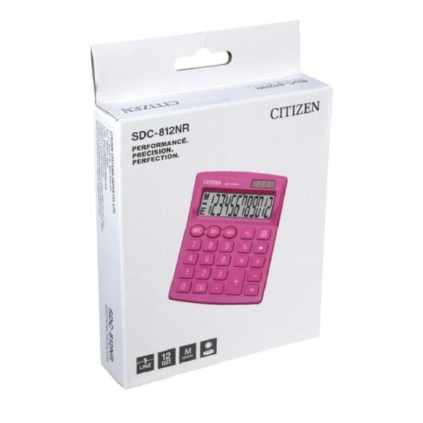 Калькулятор настольный компактный Citizen SDC812NRPKE 12-разрядный розовый