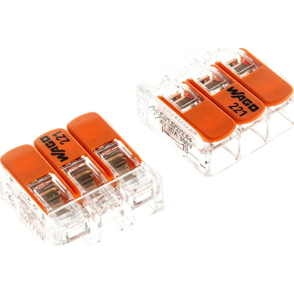 Клемма Wago 221-613 3-проводная с рычагом