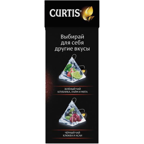 Чай Curtis Cold tea черный с клубникой и базиликом 12  пакетиков-пирамидок