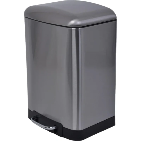 Ведро мусорное Luscan 12 л нержавеющая сталь с педалью с крышкой  серебристое (40.2x25.5x27.2 см)