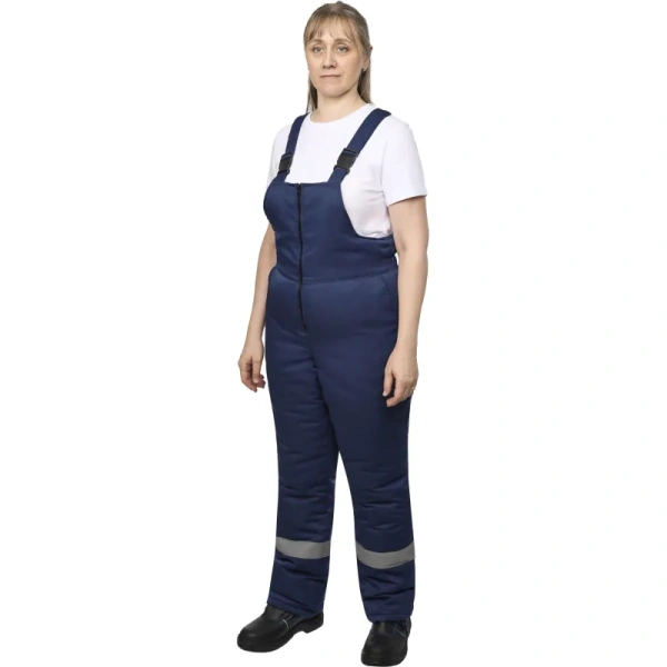 Полукомбинезон рабочий зимний женский з32-ПК с СОП синий из ткани грета  (размер 60-62, рост 170-176)