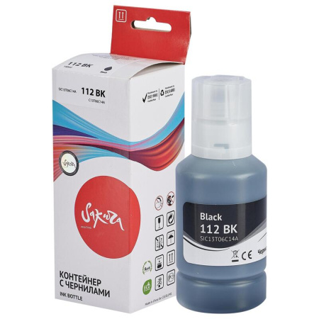 Чернила Sakura C13T06C14A (112 BK) для Epson черные совместимые