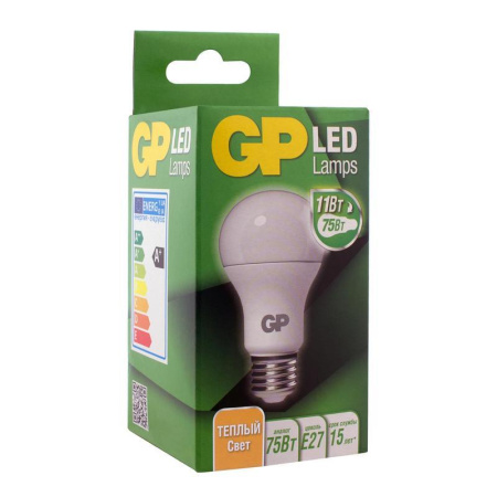 Лампа светодиодная GP 11 Вт Е27 грушевидная 2700К теплый белый свет