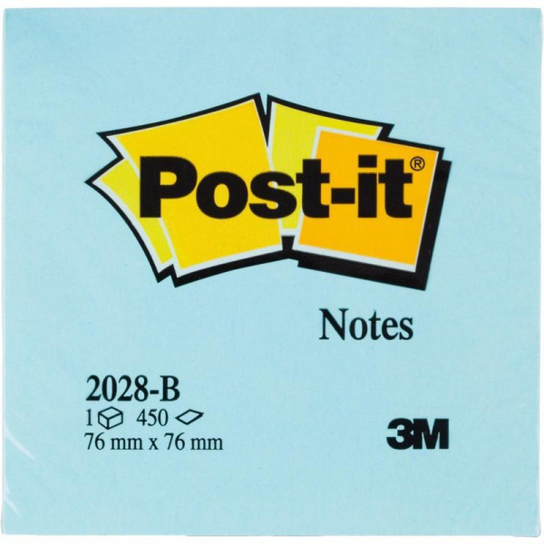 Стикеры Post-it 76х76 мм голубые пастельные 450 листов