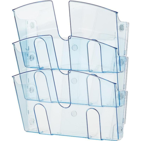 Лоток Uniplast настенный (А4, 3 отделения, синий)